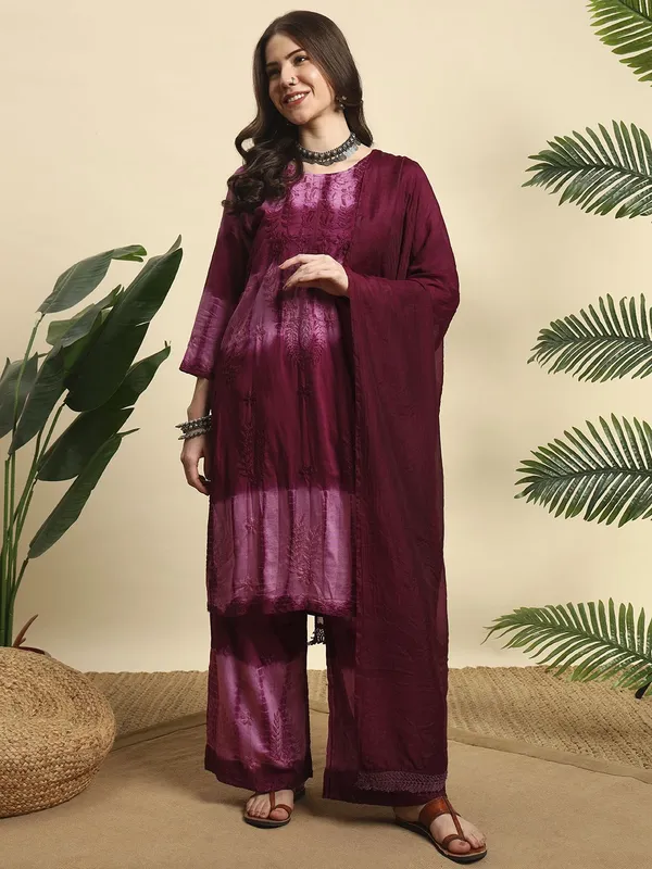Rudralifestyle_Women_Ethnic_Top_Palazzo_Dupatta_Set