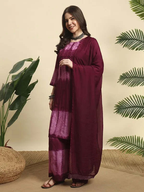Rudralifestyle_Women_Ethnic_Top_Palazzo_Dupatta_Set