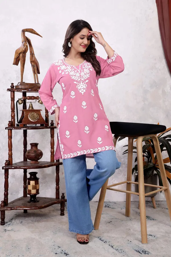 Rudra_Lifestyle_Women_Chikan_Embroidery_A-Line_Kurta_Multicolor