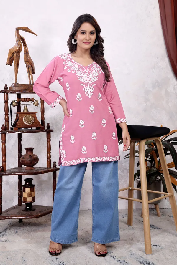 Rudra_Lifestyle_Women_Chikan_Embroidery_A-Line_Kurta_Multicolor