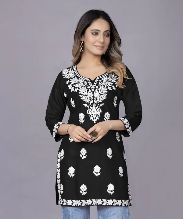 Rudra_Lifestyle_Women_Chikan_Embroidery_A-Line_Kurta_Multicolor