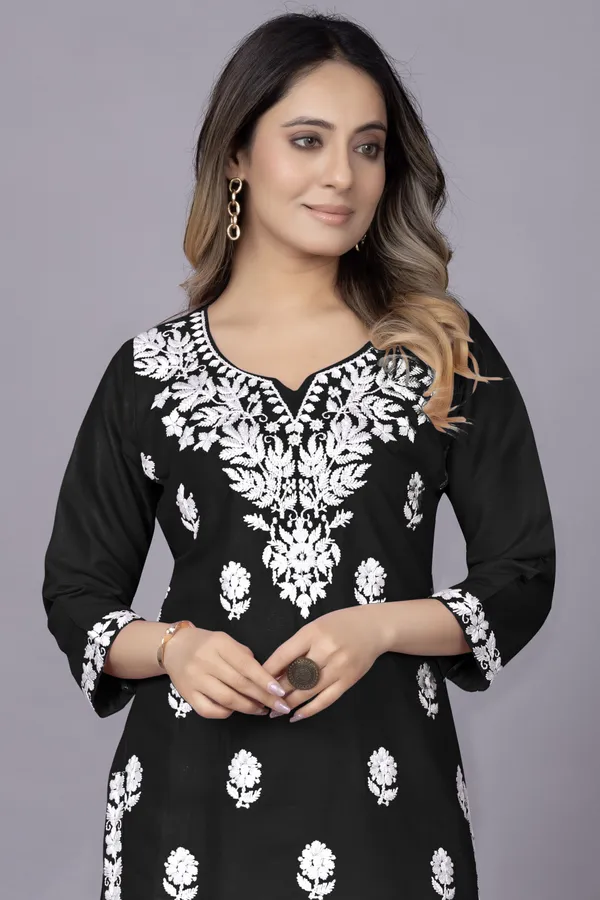 Rudra_Lifestyle_Women_Chikan_Embroidery_A-Line_Kurta_Multicolor