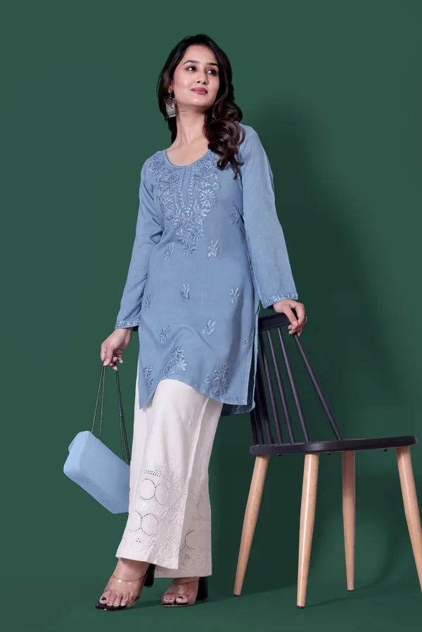 Rudra_Lifestyle_Women_Dyed/Ombre_A-Line_Kurta_Blue