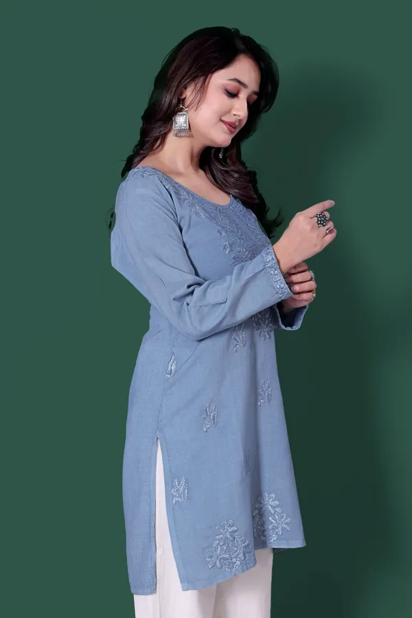 Rudra_Lifestyle_Women_Dyed/Ombre_A-Line_Kurta_Blue