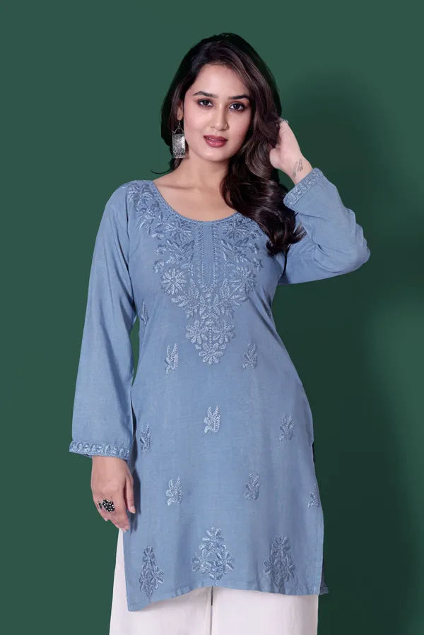 Rudra_Lifestyle_Women_Dyed/Ombre_A-Line_Kurta_Blue