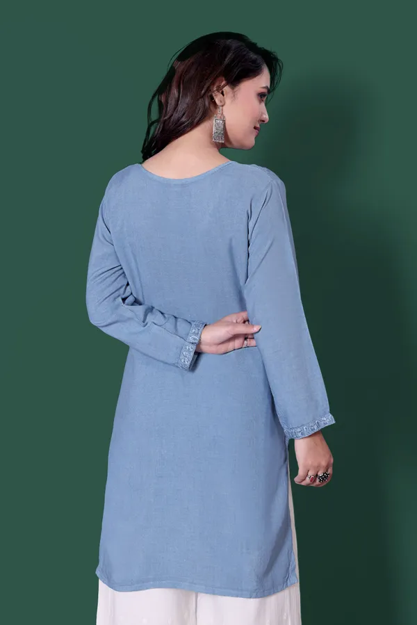 Rudra_Lifestyle_Women_Dyed/Ombre_A-Line_Kurta_Blue