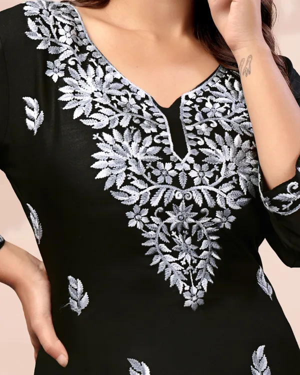 Rudra_Lifestyle_Women_Embroidered_A-Line_Kurta_Grey