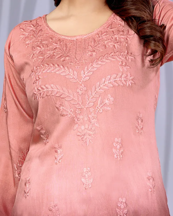 Rudra_Lifestyle_Women_Embroidered_A-Line_Kurta_Pink_And_Brown