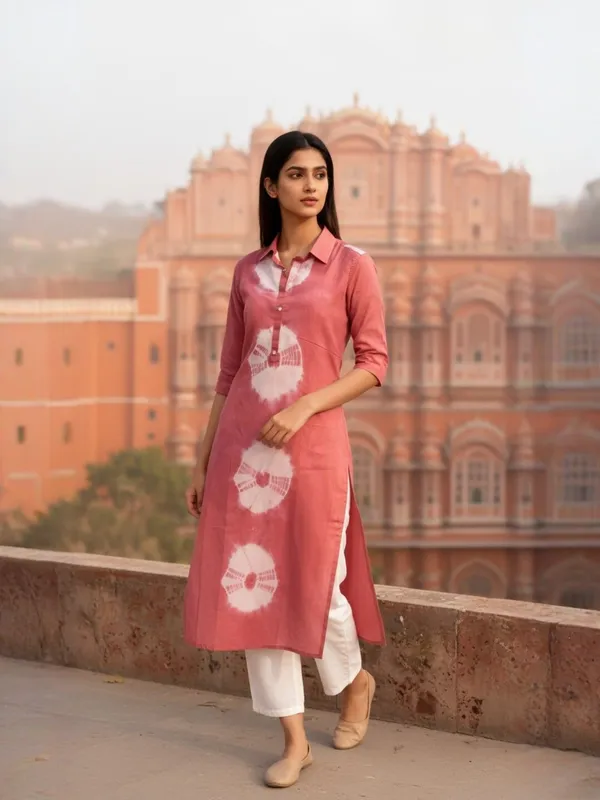 Rudra_Lifestyle_Women_Embroidered_A-Line_Kurta_Orange-SHIBORI-GAJARI