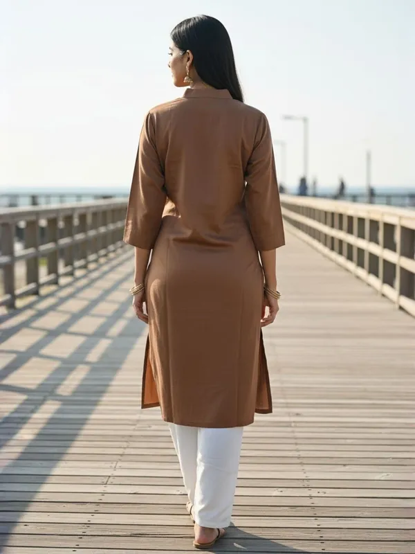 Rudra_Lifestyle_Women_Embroidered_A-Line_Kurta_Brown