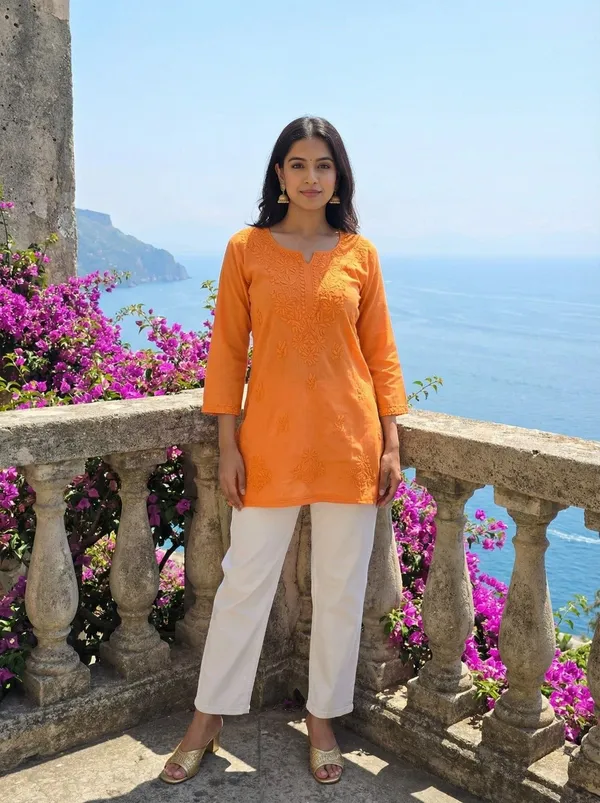 Rudra_Lifestyle_Women_Dyed/Ombre_A-Line_Kurta_Orange