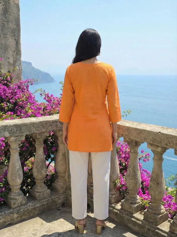 Rudra_Lifestyle_Women_Dyed/Ombre_A-Line_Kurta_Orange