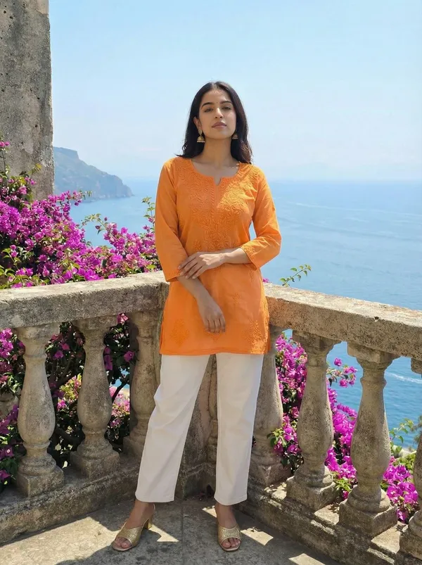 Rudra_Lifestyle_Women_Dyed/Ombre_A-Line_Kurta_Orange