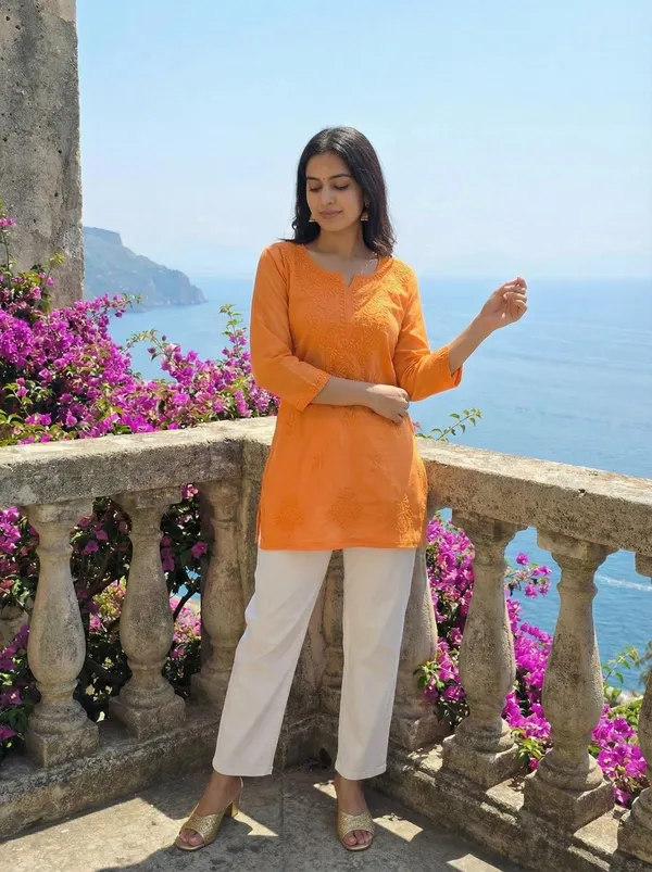 Rudra_Lifestyle_Women_Dyed/Ombre_A-Line_Kurta_Orange