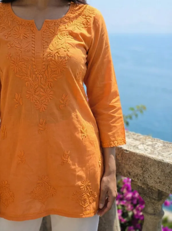 Rudra_Lifestyle_Women_Dyed/Ombre_A-Line_Kurta_Orange
