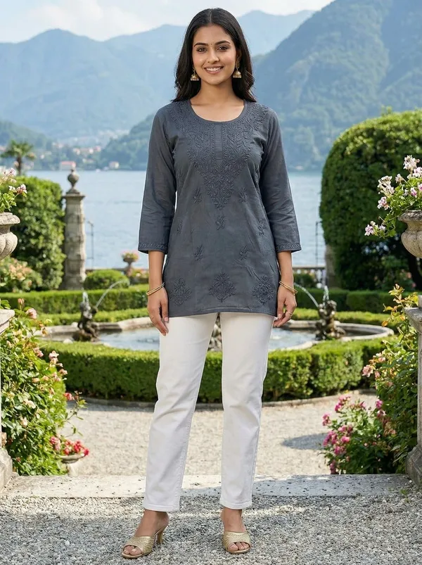 Rudra_Lifestyle_Women_Dyed/Ombre_A-Line_Kurta_Grey