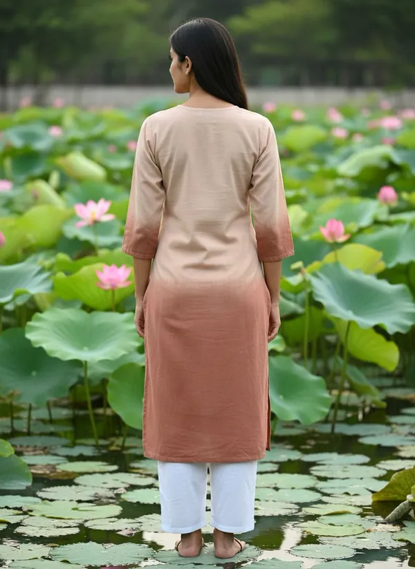 Rudra_Lifestyle_Women_Chikan_Embroidery_A-Line_Kurta_Brown