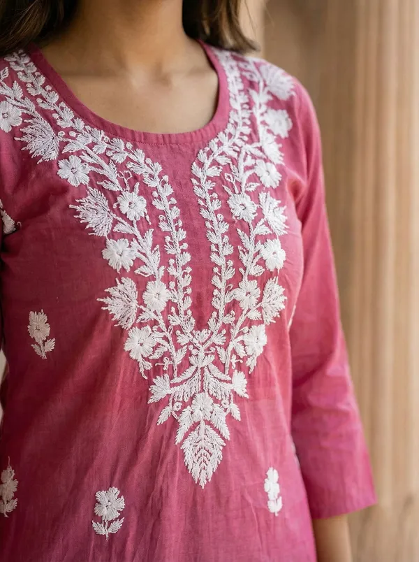 Rudra_Lifestyle_Women_Chikan_Embroidery_A-Line_Kurta_Pink