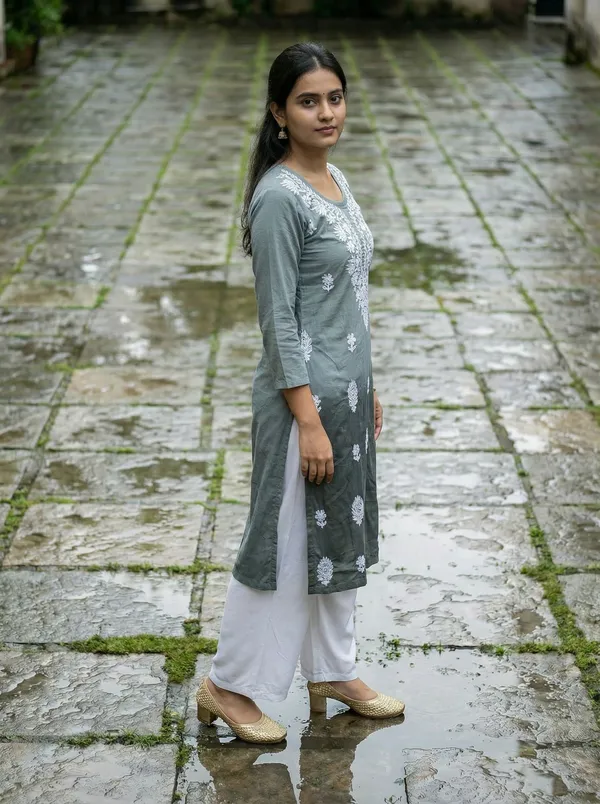 Rudra_Lifestyle_Women_Chikan_Embroidery_A-Line_Kurta_Grey