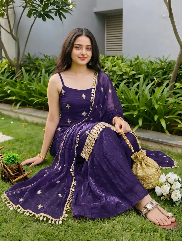 Rudralifestyle_Women_Ethnic_Top_Palazzo_Dupatta_Set