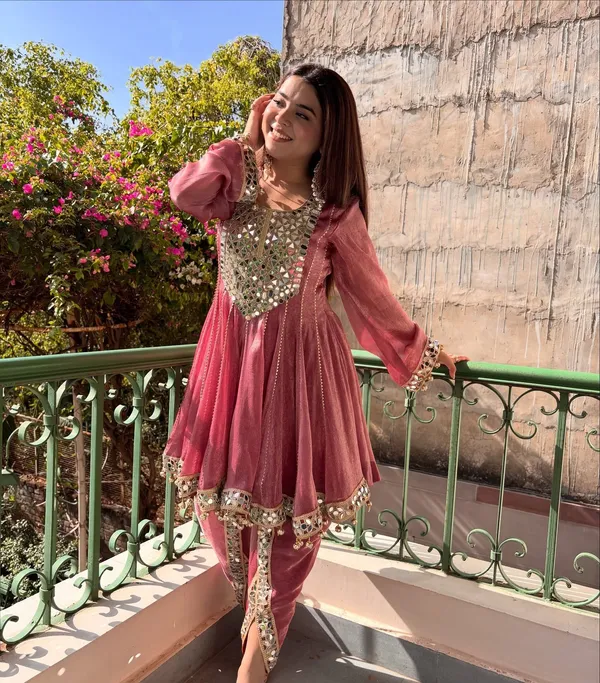 Rudralifestyle_Women_Ethnic_Top_Palazzo_Dupatta_Set