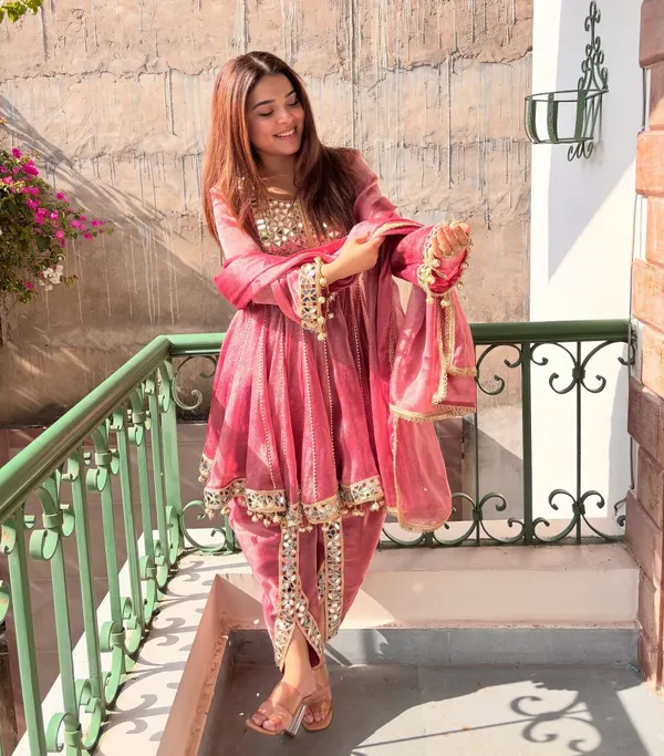 Rudralifestyle_Women_Ethnic_Top_Palazzo_Dupatta_Set