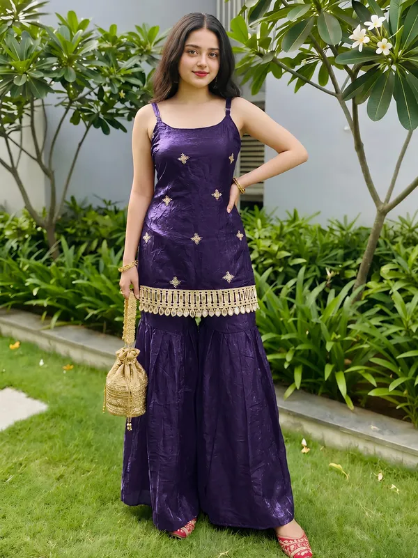 Rudralifestyle_Women_Ethnic_Top_Palazzo_Dupatta_Set