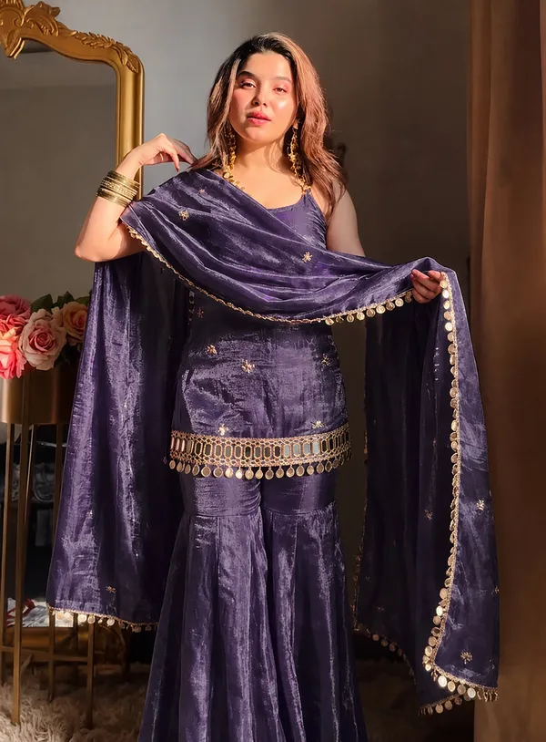 Rudralifestyle_Women_Ethnic_Top_Palazzo_Dupatta_Set