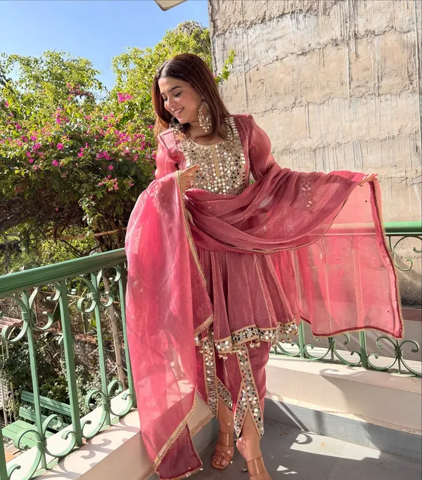 Rudralifestyle_Women_Ethnic_Top_Palazzo_Dupatta_Set