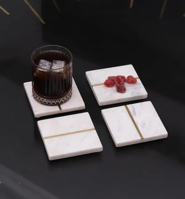 White_gold_Marble_Coasters_Home_&_Kitchen