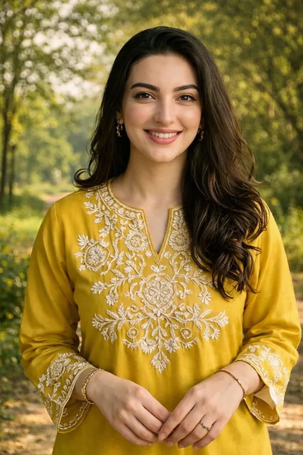 Yellow_And_White_Cotton_Kurta_Set_For_Women_(2Pc)