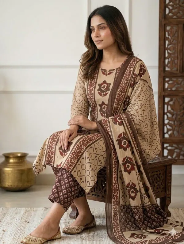 Beige_Floral_Handblock_Print_Cotton_Kurta_Set_with_Printed_Dupatta_for_Women
