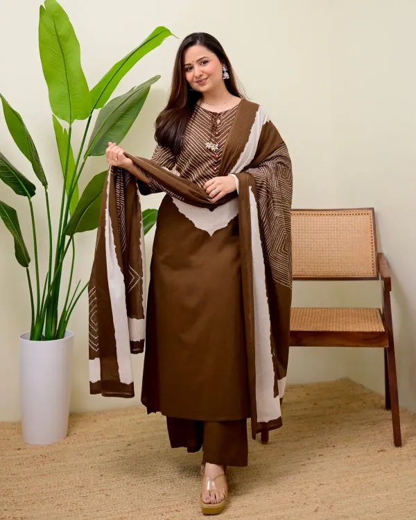 Elegant_Cocoa_Brown_Hand-Block_Print_Cotton_Kurta_Set_with_Dupatta_for_Women
