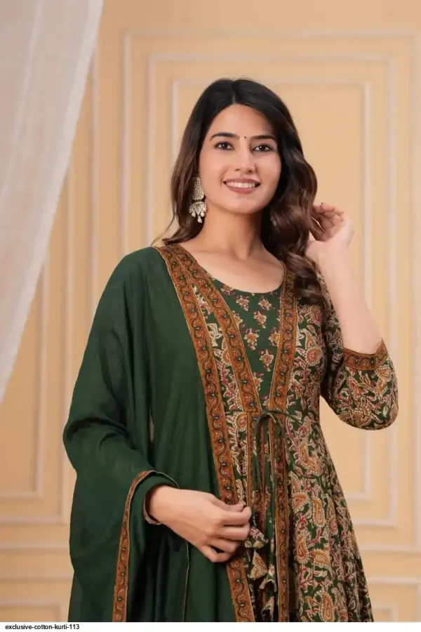 Emerald_Green_Floral_Printed_Anarkali_Kurta_Set_with_Dupatta