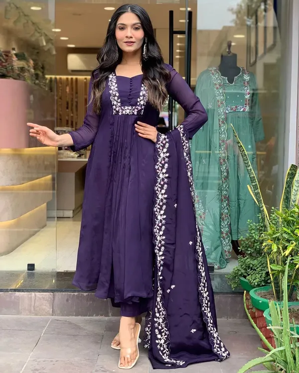Navy_Blue_Cotton_Kurta_Set_(3Pc)_For_Women