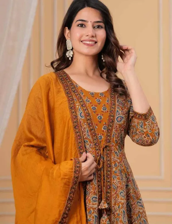 Mustard_Yellow_Floral_Printed_Anarkali_Kurta_Set_with_Dupatta