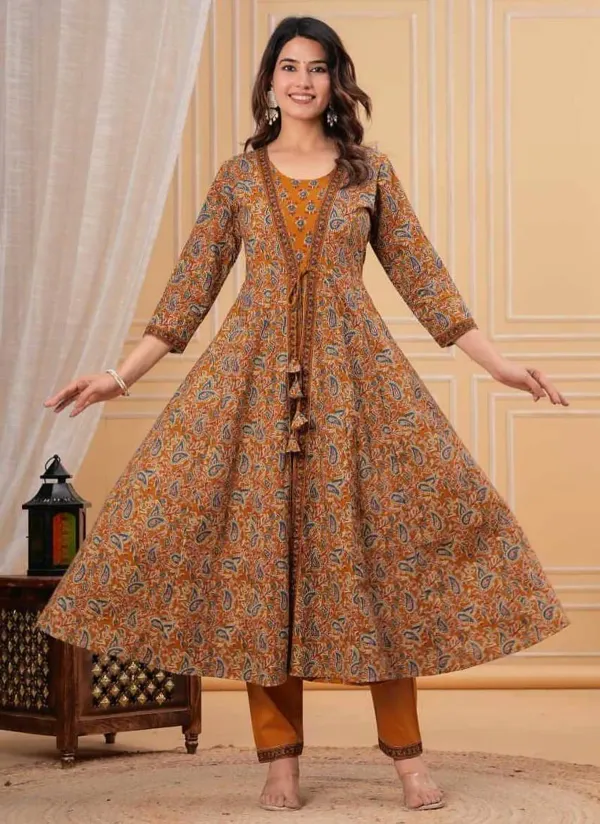 Mustard_Yellow_Floral_Printed_Anarkali_Kurta_Set_with_Dupatta