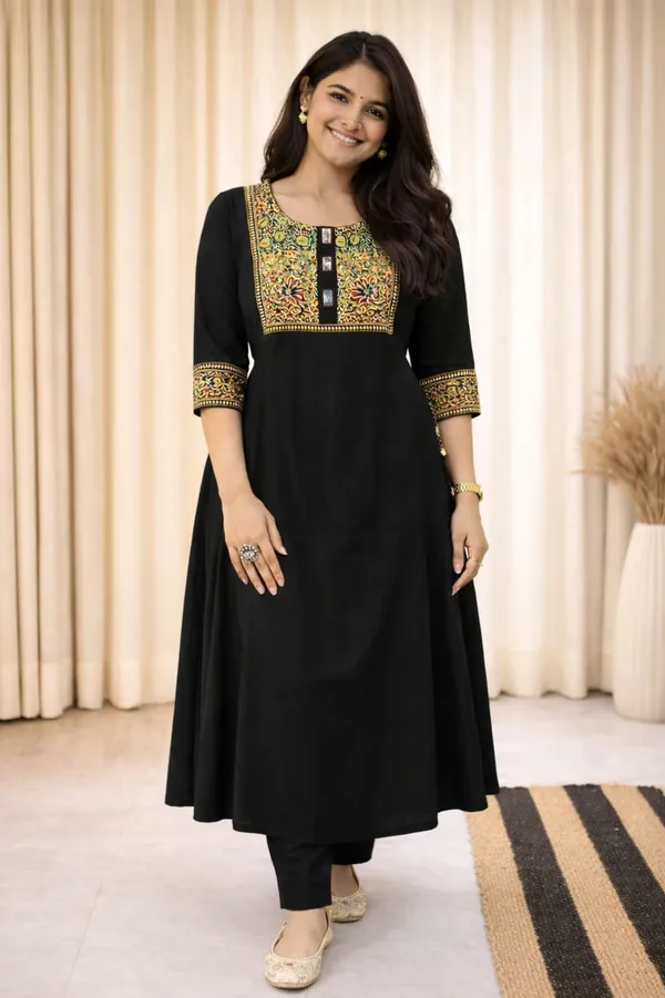 Women's_Black_Printed_A-Line_Kurta_with_Embroidered_Yoke_&_Matching_Pants