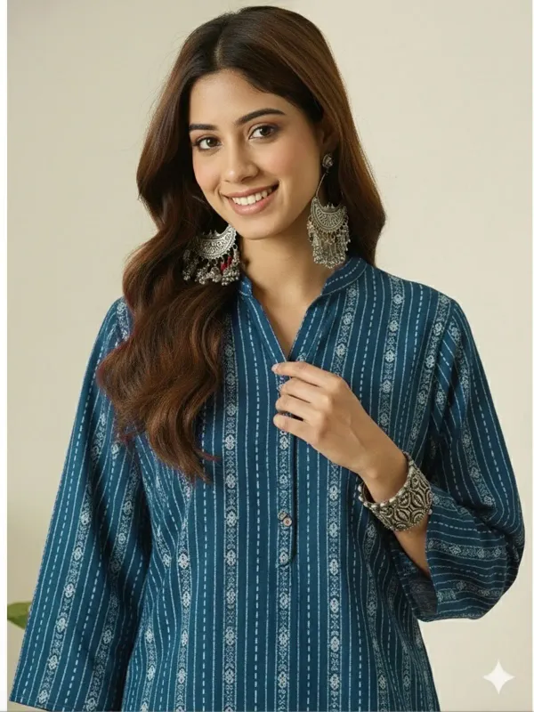 Women’s_Indigo_Blue_Printed_Straight_Kurta_with_Pant_Set