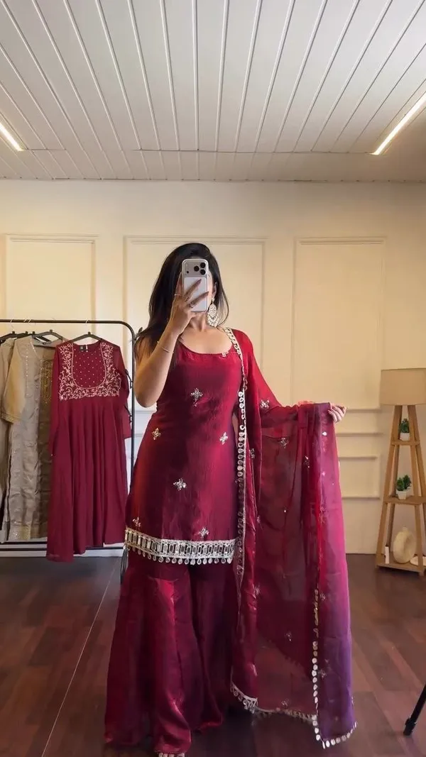 Women’s_Maroon_Silk_Salwar_Suit_Set_with_Embroidered_Kurti,_Sharara_Pants_and_Designer_Dupatta_|_Jaipuri_Clothing