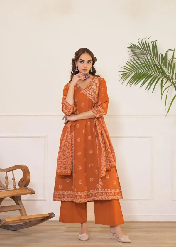 Women’s_Rust_Orange_Printed_Cotton_Kurta_with_Palazzo_&_Dupatta_Set