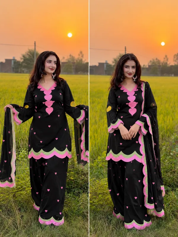 Women’s_Black_3-Piece_Ethnic_Suit_Set_with_Pink_Heart_Embroidery_&_Scalloped_Border