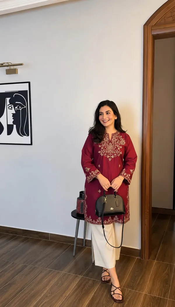 Women's_Maroon_Embroidered_Kurta_with_Off-White_Culotte_Pants