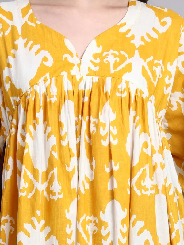 Mustard_Abstract_Print_Cotton_Kafty