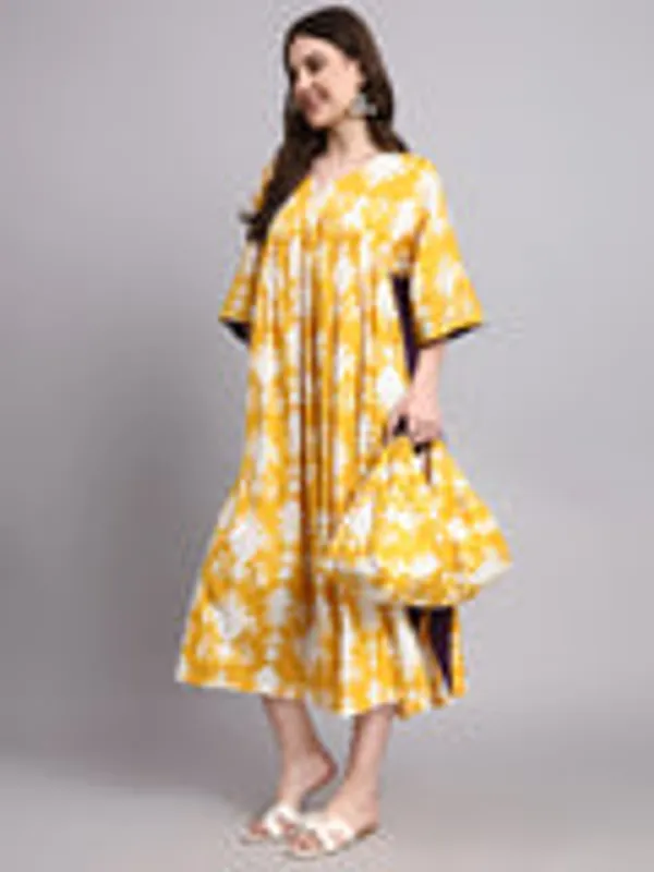 Mustard_Abstract_Print_Cotton_Kafty