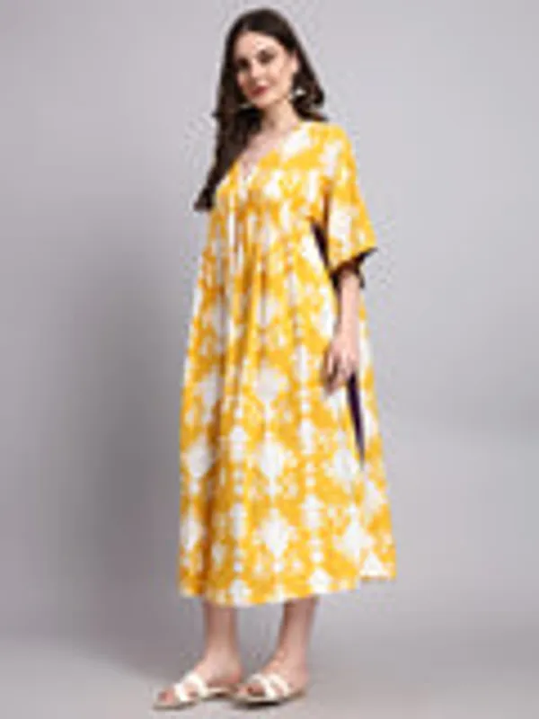 Mustard_Abstract_Print_Cotton_Kafty