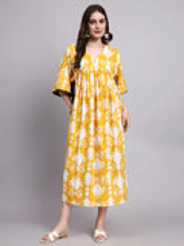 Mustard_Abstract_Print_Cotton_Kafty