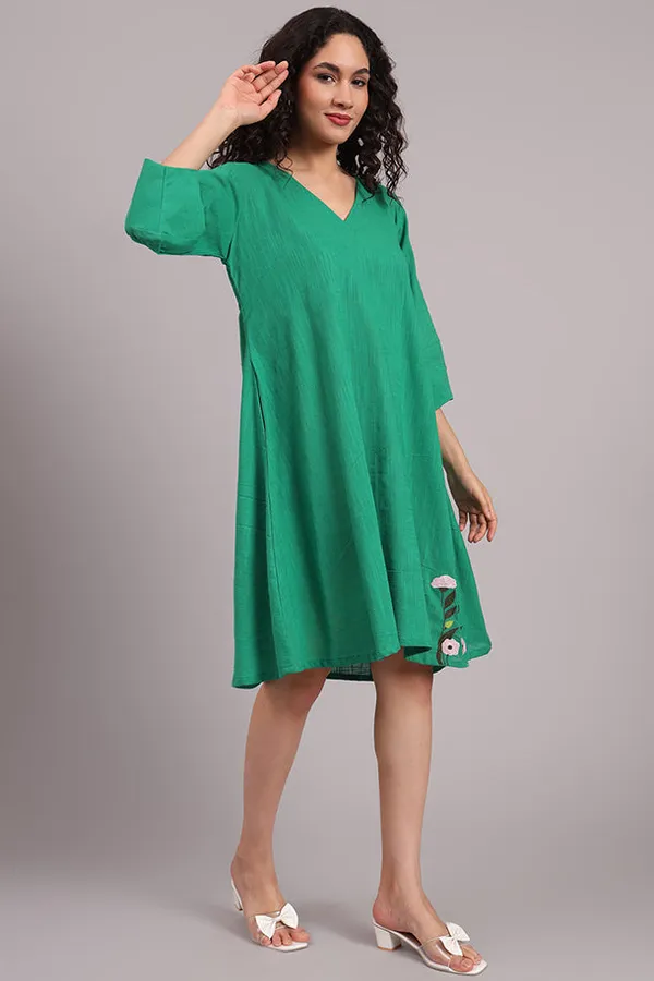 Meadow_Charm_Embroidered_Cotton_Dress_Green