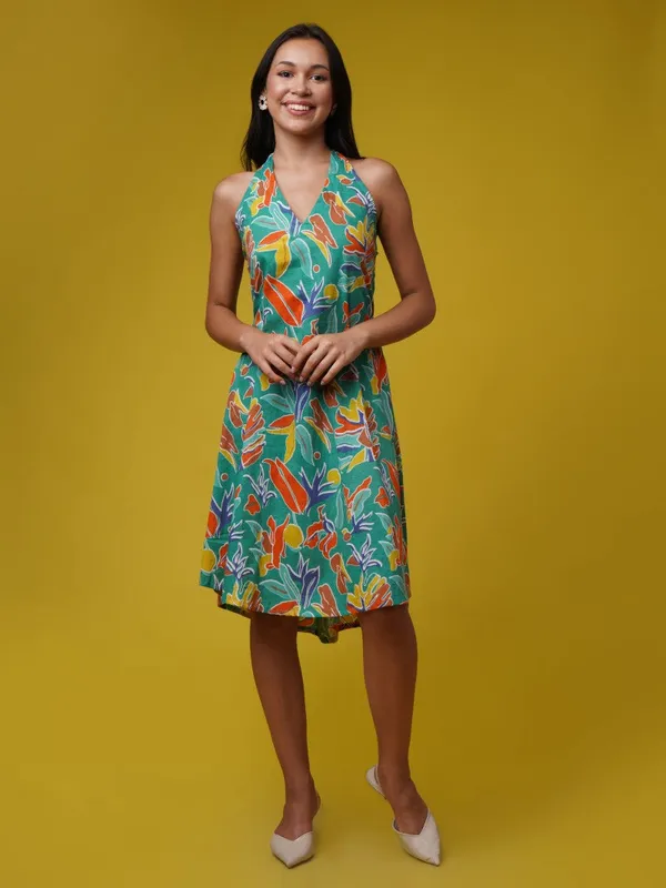 Green_Tropical_Halter_Neck_Dress