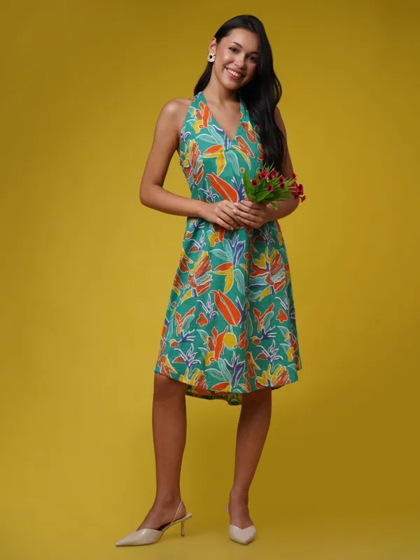 Green_Tropical_Halter_Neck_Dress